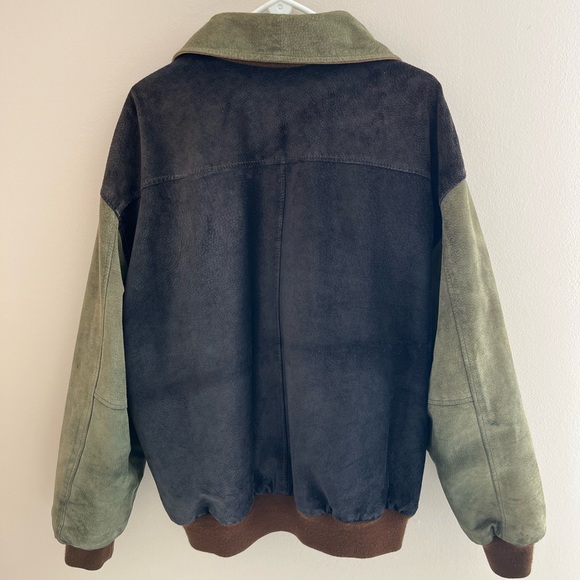 Vintage Men’s XL 3-tone Suede Bomber Jacket - Picture 2 of 11
